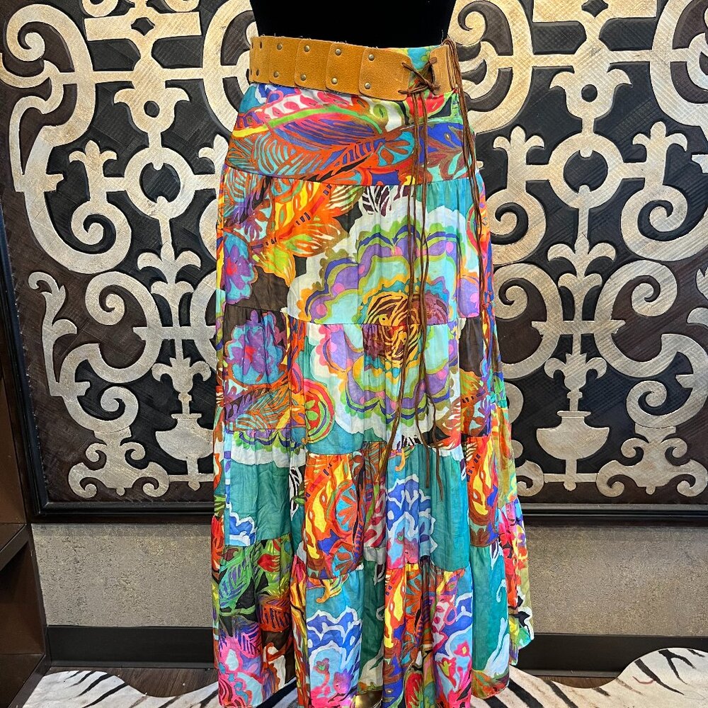 Ralph Lauren colorful patchwork geometic maxi skirt